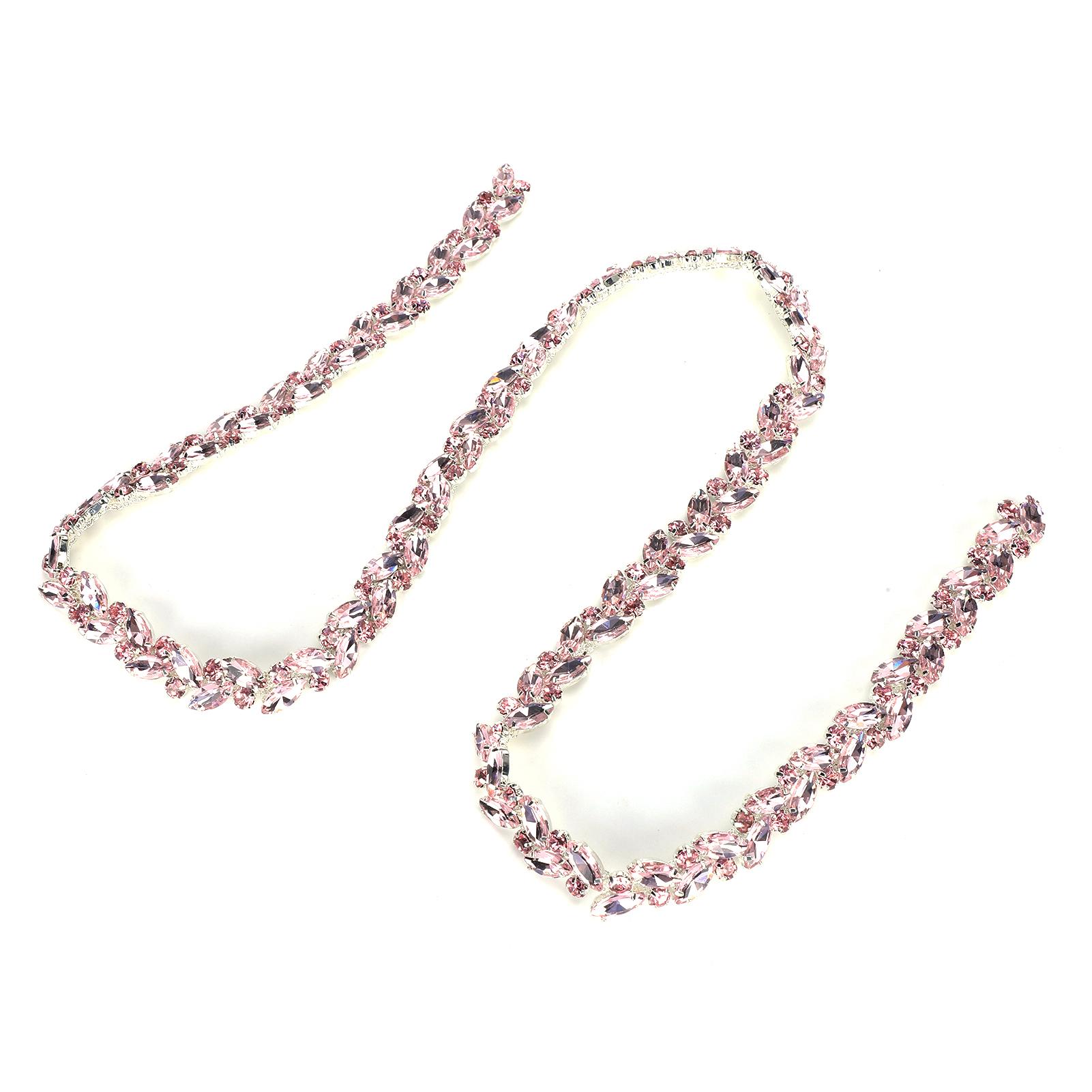 

Конский глаз Цветочная цепочка Стекло Алмаз DIY Шнурки Украшения Одежды Аксессуары Gun Gray розовый