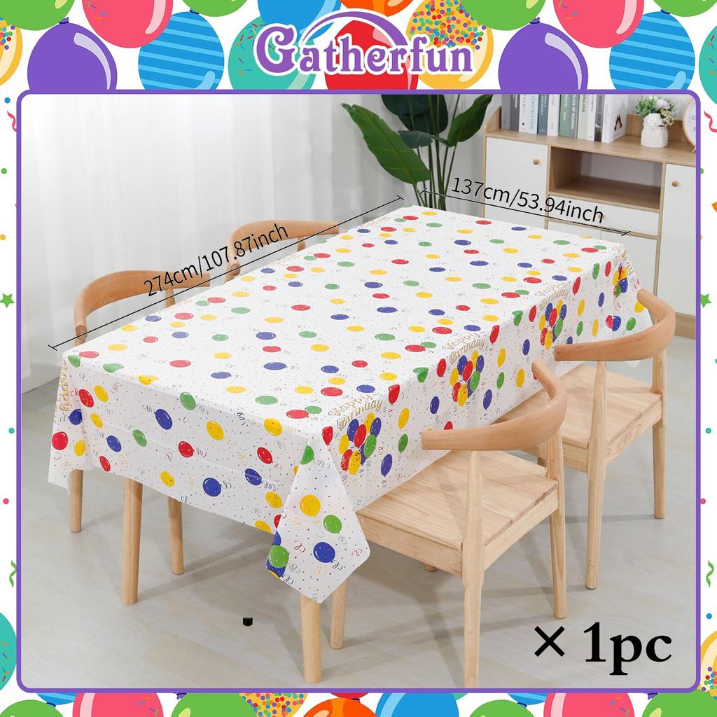 Happy Birthday Tablecloth Balloon Printed Disposable Waterproof Tablecloth Party Decoration Birthday Party Decoration