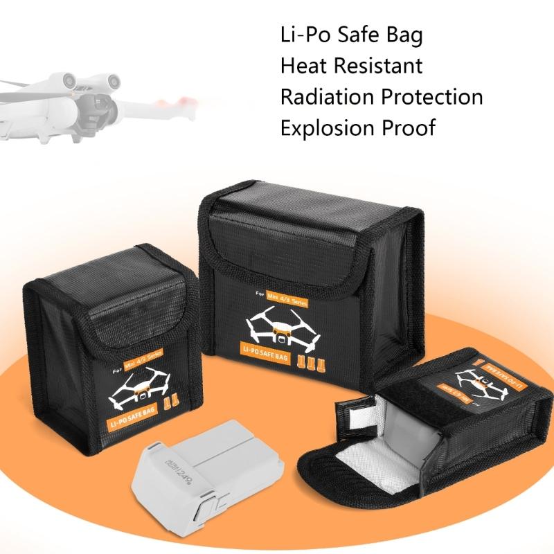 Heat Resistant Battery Safety Bag Container Fit for Miniature Drones Battery Storage Transport Fireproof Protective Case