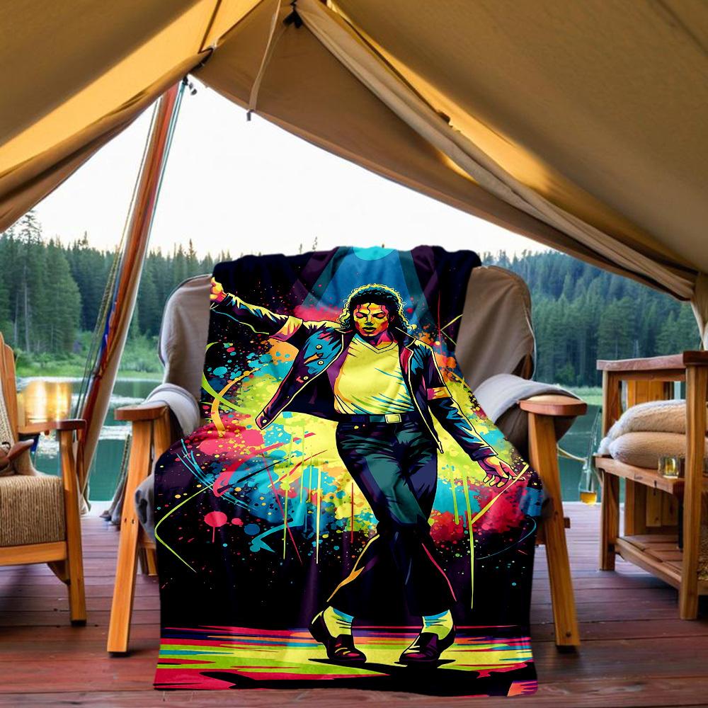 1pc Michael Jackson Outdoor Blanket Lightweight Flannel, Soft & Warm, All-Season Use for Sofa, Outdoor, Camping, Living Room, Office101