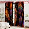 2D Flat Printing 2pcs Curtain Party Window Curtains Dreamcatcher and Colorful Feathers Digital Printed Polyester Drapes Seasonal