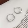 PONYKISS  Silver Bead Pearl Hoop Earrings For Fashion Women Geometric Fine  Minimalist Accessories