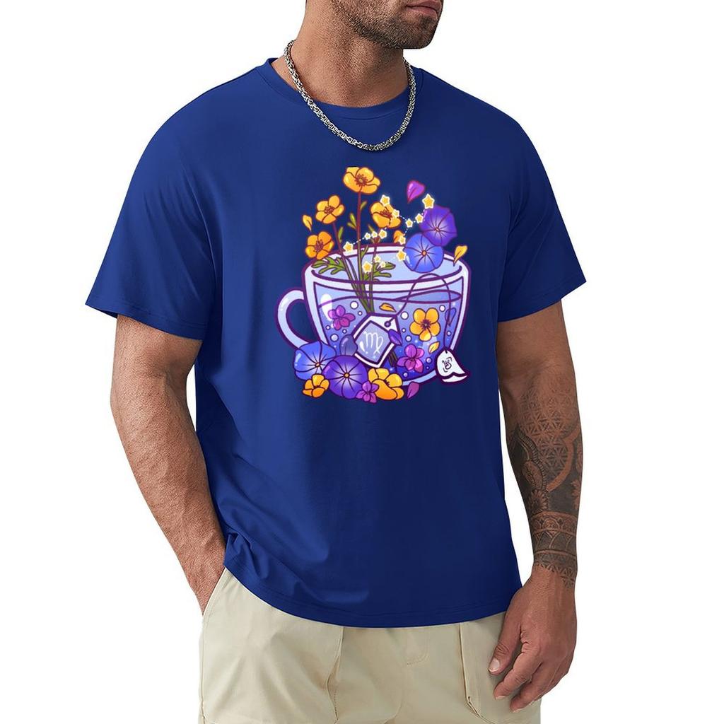 Virgo Zodiac Teacup T-Shirt Graphic Tee Shirt Blacks Anime Stuff Cheap Stuff Graphic T Shirts Men