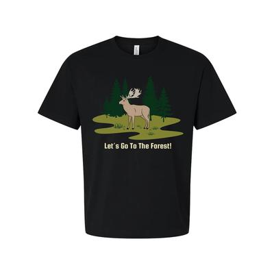 Unisex Outdoor Waldszene T-Shirt Mit Hirsch Und Kiefern Grafische Kunst Für