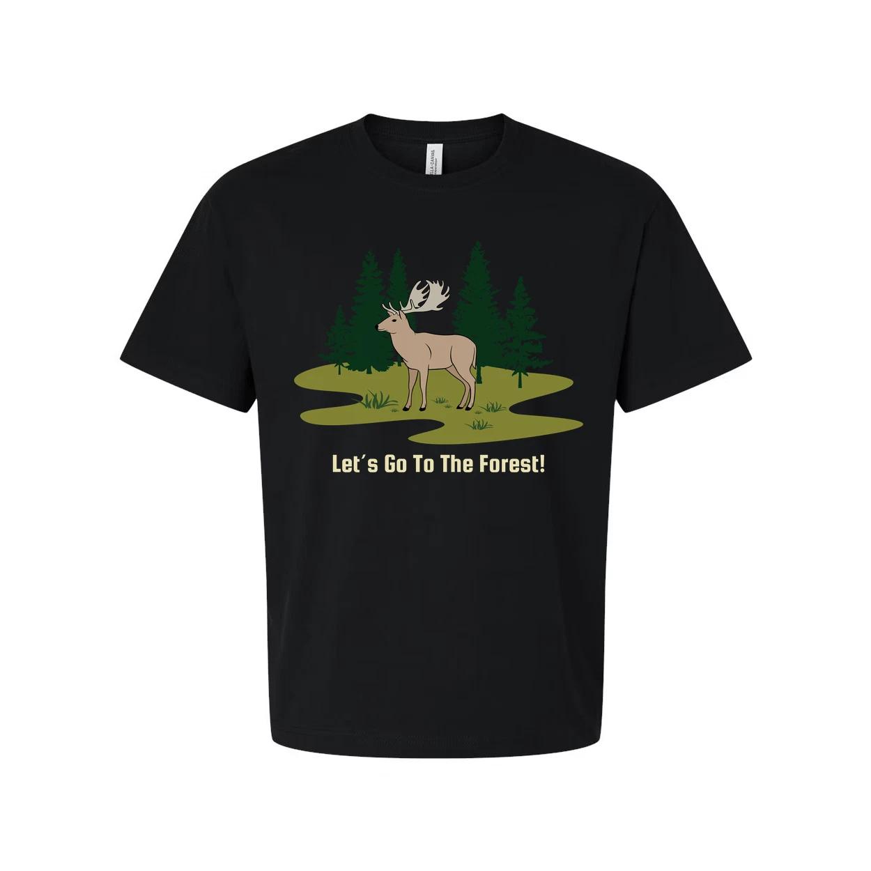 

Unisex Outdoor Forest Scene T Shirt With Deer And Pine Trees Graphic Artwork For 2XL