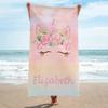 Personalisierbares Einhorn-Strandtuch mit Namen für Mädchen Jungen Schwimmen Sport Reisen Personalisierte Strandtücher Schnelltrocknend Personalisierbares Badetuch