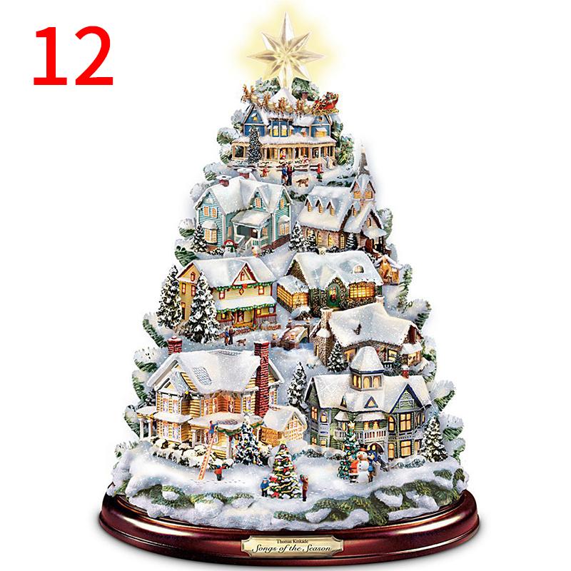55Styles Home Decor Train Decor Rotating Sculpture Window Paste Stickers Christmas Tree