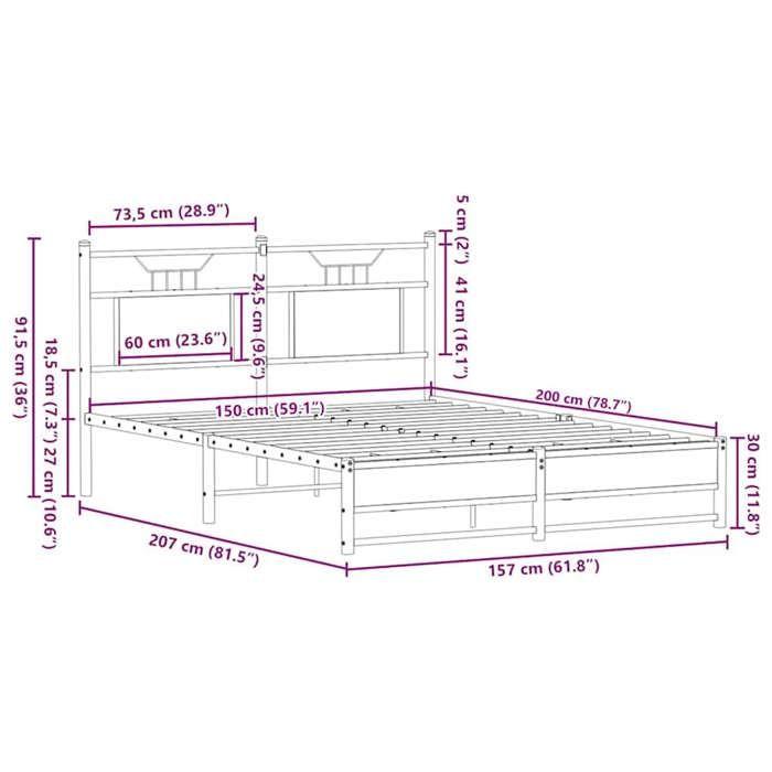 VidaXL Cadre de lit sans matelas chêne marron 150x200 cm 4107018
