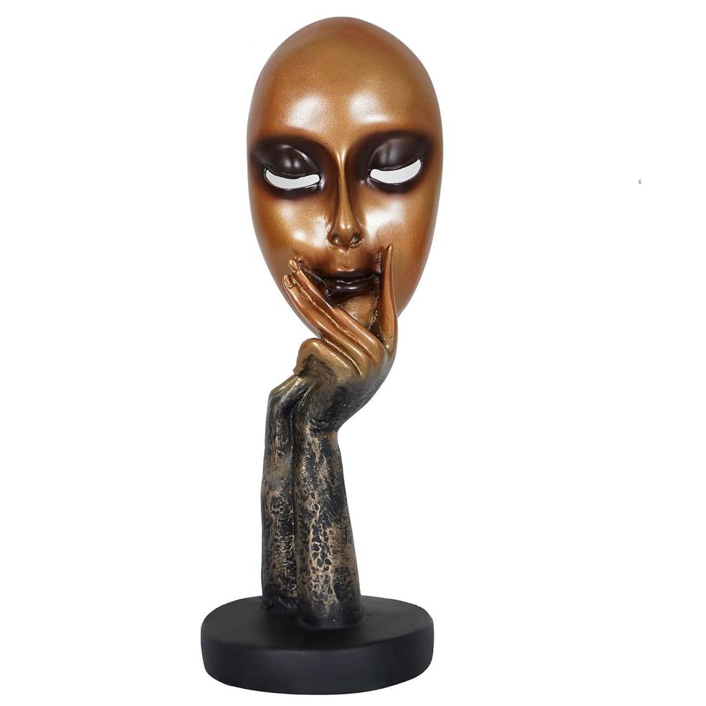 Resin Human Lady Face Showpiece, Medium, 1 Piece, Golden