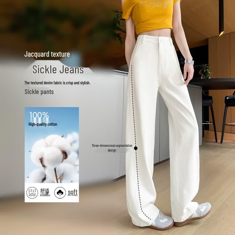 HSTYLE Women s 100% Cotton Curved Wide-Leg Jeans S