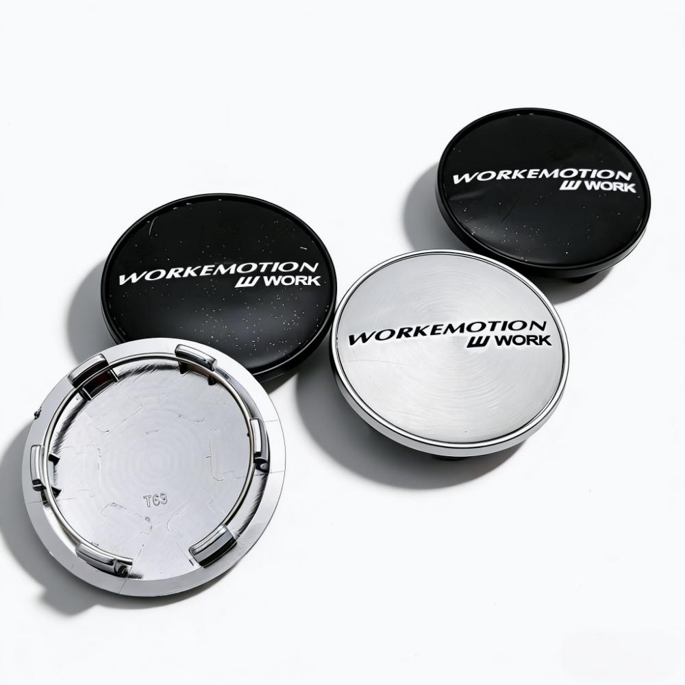 4pcs 69mm ( Clips 56mm ) W Work Emotion Logo Emblem Car Wheel Center Caps Wheel Rim Dust Cover Hubcaps Replace Hub Accessories