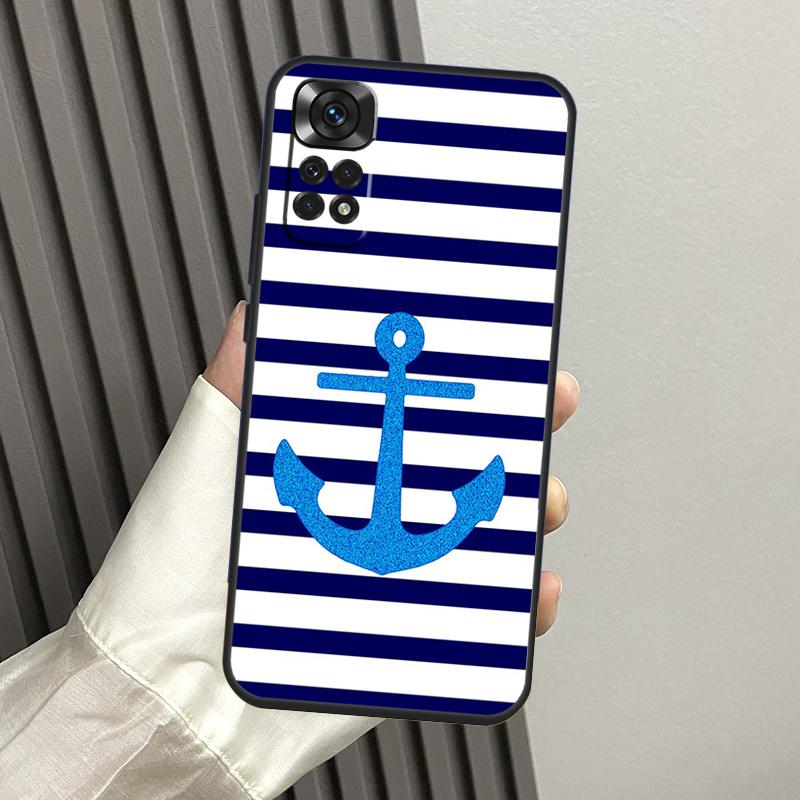 

Stripes Anchor Boat Ship Wheel Case For Xiaomi Redmi Note 13 Pro 14 12 11 10 15 Pro Plus Redmi 14C 13C 15C 10C 12C 15 Funda Note 15 Pro Plus 5G