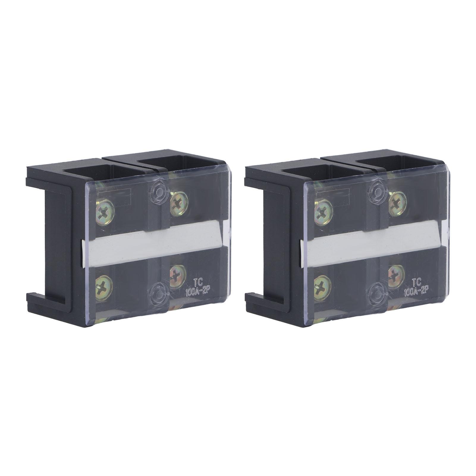

2pcs Wire Barrier Block Terminal Strip Professional TC Fixed 600V 100A Dual Row Screw Terminal