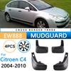 4x Lapače nečistot pro Citroen C4 MK1 2010 2009 2008 2007 2006 2005 2004 Přední zadní kola Zástěrky proti stříkající vodě Lapače bláta Blatníky