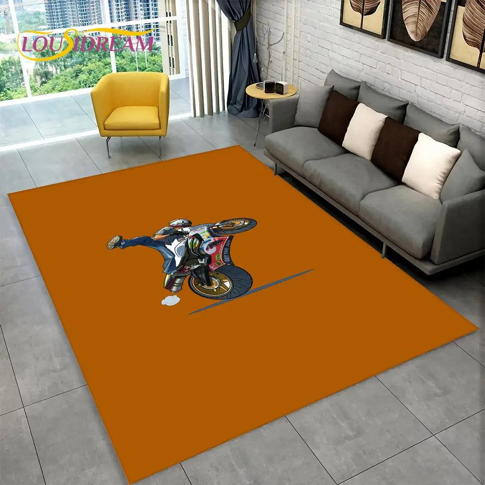 Tappeto da Area Tappeto da Corsa per Moto 3D Grande, Tappeto per Casa Soggiorno Camera da Letto Divano Zerbino Decorazione, Tappetino Antiscivolo per Giochi per Bambini