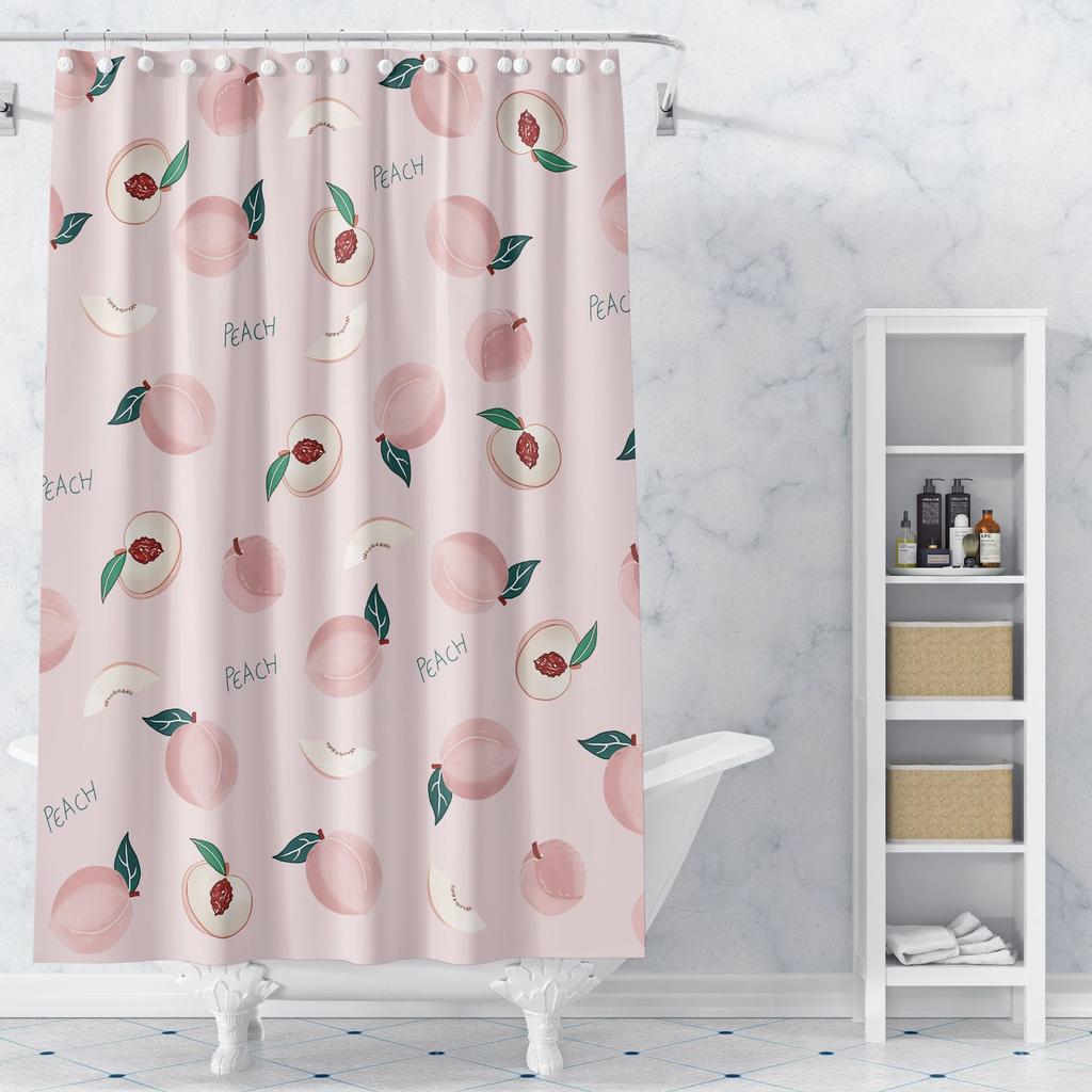 A Variety of Fruits Washable Dirt-Resistant Shower Curtain Shower Head Waterproof Polyester Bath Curtain For Home Decor