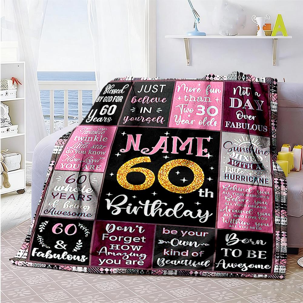 Birthday Personalized Text Blanket Cozy Customizable Blanket Comfortable Versatile for Picnics Living Room Bedding Seaside Four Seasons Multipurpose