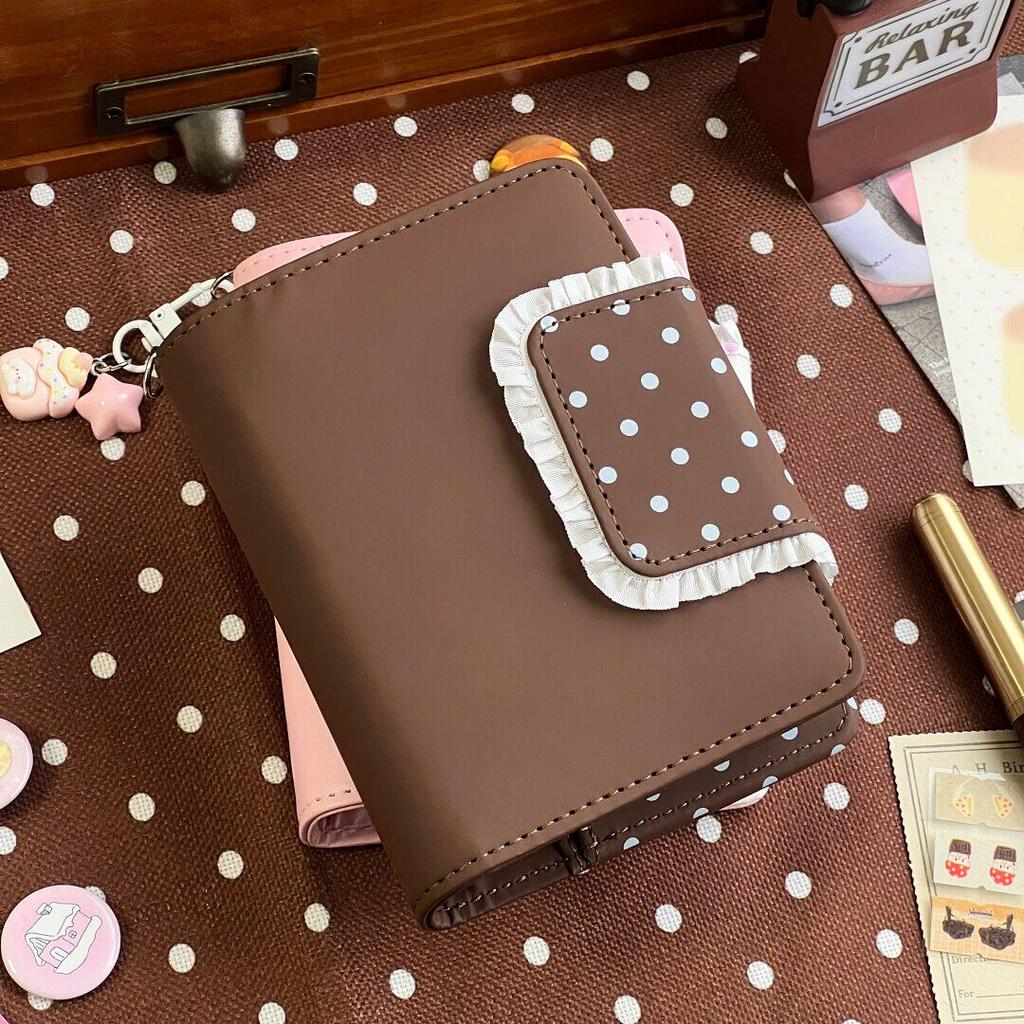 Cute Lace Polka Dot M5 Loose-Leaf Binder – Refillable Planner Journal, Kawaii Ins Style Notebook for School & Daily Notes