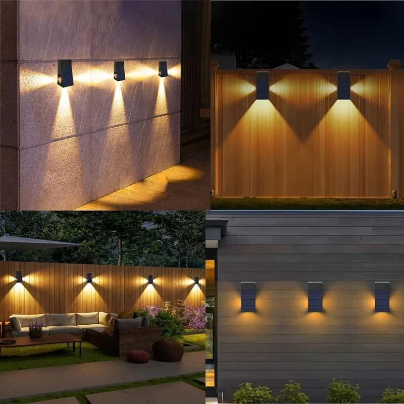 Solar Wall Lights Outdoor Warm/White Solar Powered Lamps Up And Down Adjustable Angle Lighting  Garden Landscape Balcony Patio