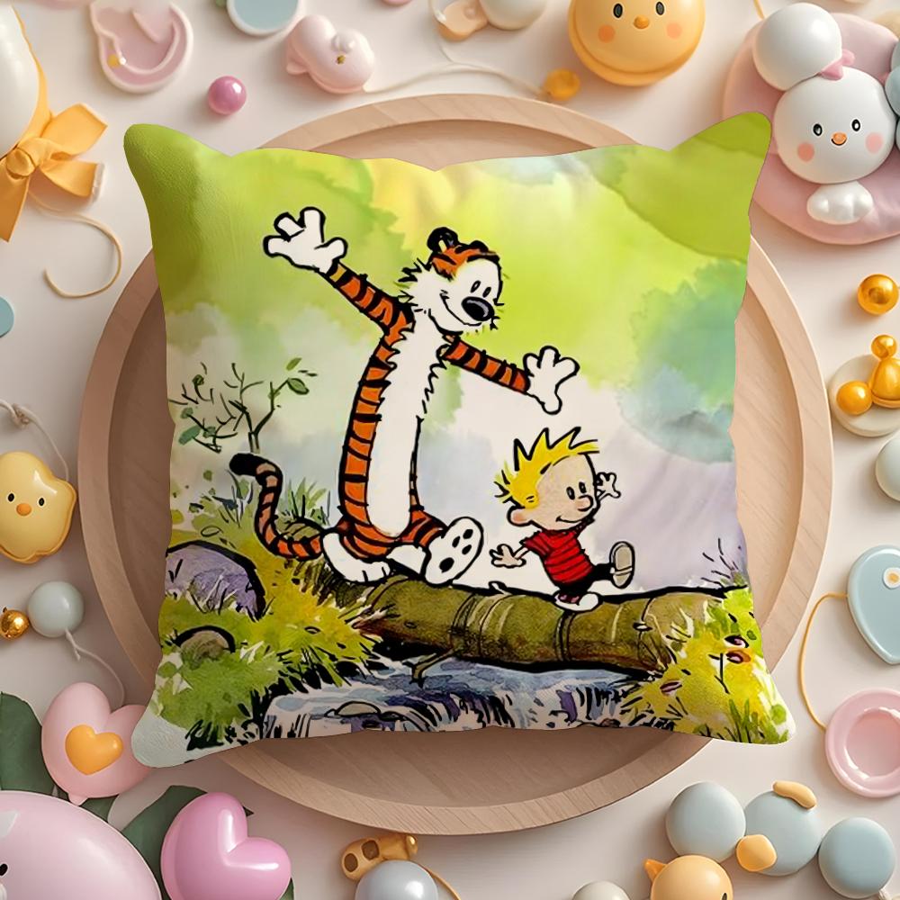 C-Calvin And H-Hobbes Cushion Cover Short Plush Double-Sided Printing Home Machine Washable In Warm Winter Pillow Case