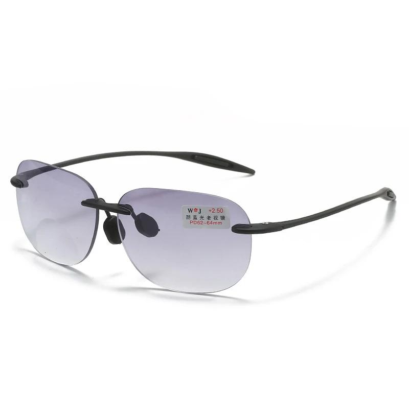 Progressive Bifocal Sun Reading Glasses For Middle-Aged Frameless Presbyopia Glasses Fashionable Prescription Eyeglasses Diopter