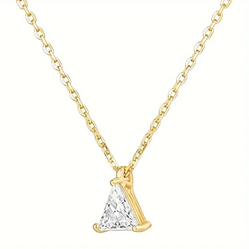 1 Article Fashionable Triangular Pendant Necklace, Minimalist Geometric Jewelry Single Diamond Necklace