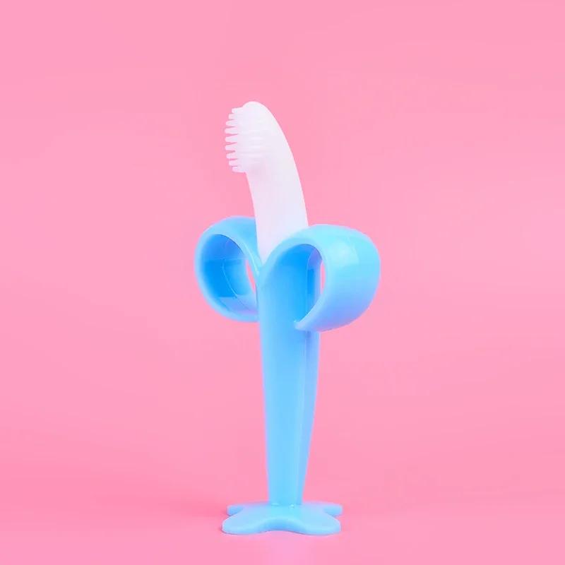 

Silicone Infant Training Toothbrush Soft Banana Shape BPA Free Baby Teether Oral Care ToothBrush Teething Utensils for Toddlers