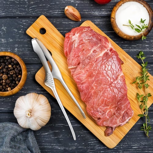 Latikaly Stainless Steel Yakiniku Tongs, Set of 2, BBQ Tongs, Non-Slip, Lightweight, Durable, and Abrasion-Resistant, Perfect for Camping, BBQs, Cooki