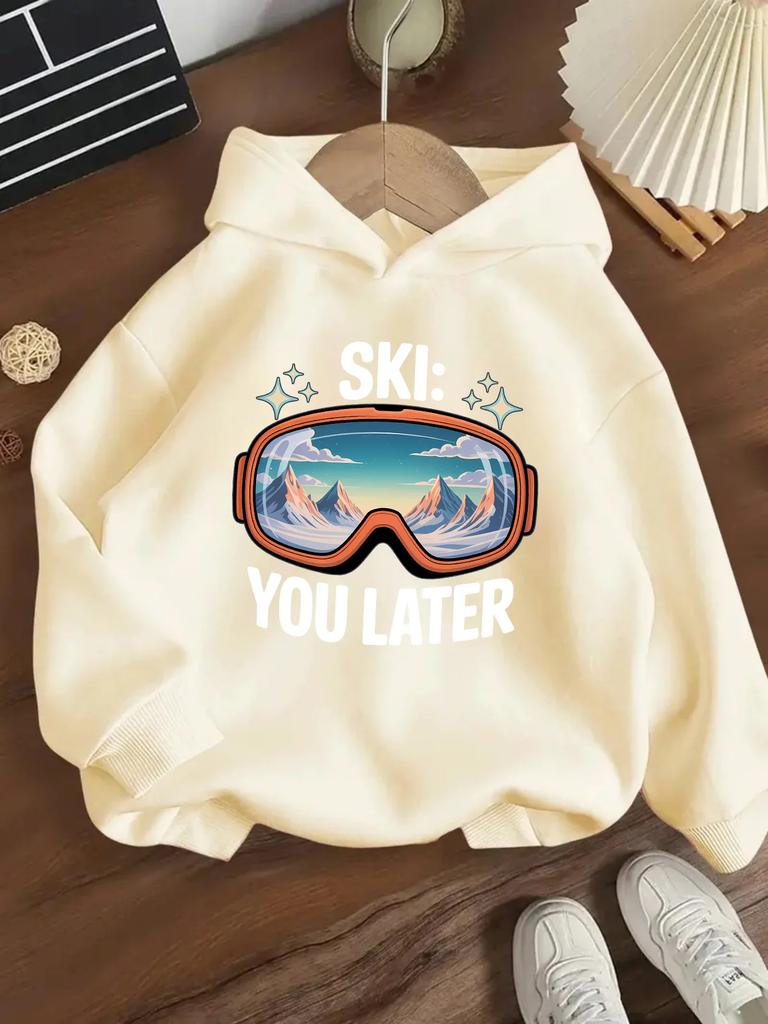 Winter and autumn style children's ski goggles pattern pullover hoodie,everyday comfortable, breathable and warm pullover hoodie