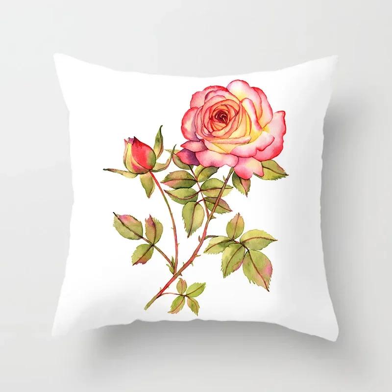 Beautiful Rose Flowers Cushion Cover Home Living Room Bedroom Sofa Car Decorative Pillow Cover 45*45Cm