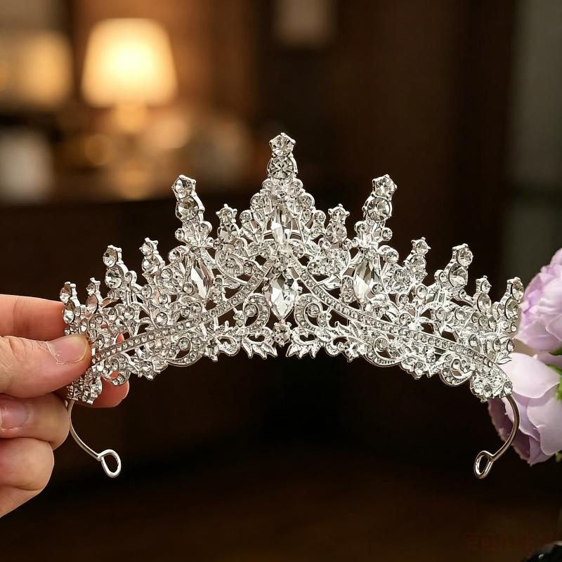 Bling Rhinestone Bridal Wedding Crown Princess Style Tiara Elegant Bridal Headwear for Prom Pageant Wedding