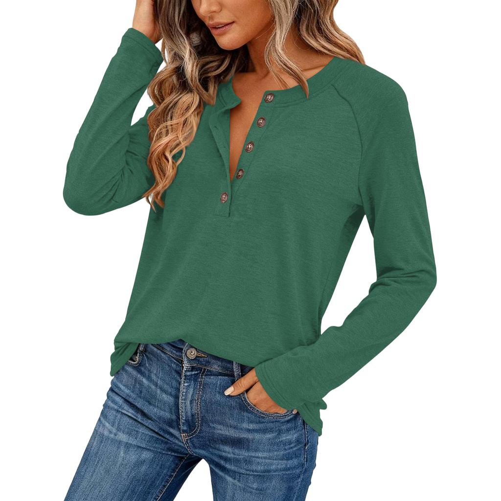 Women's Stylish ,color Round,neck Long,sleeved Top