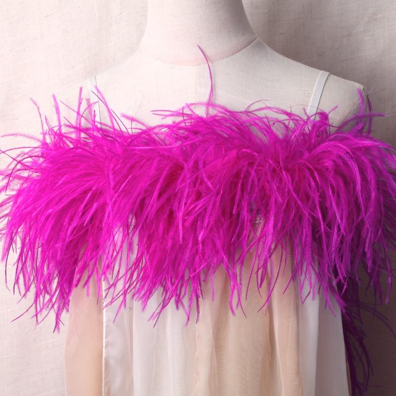 2 Meters Ostrich Feathers Boa Craft Accessories Plumas 6Ply Dress For Wedding Diy Feather Supplies Decoration The Table Crafts