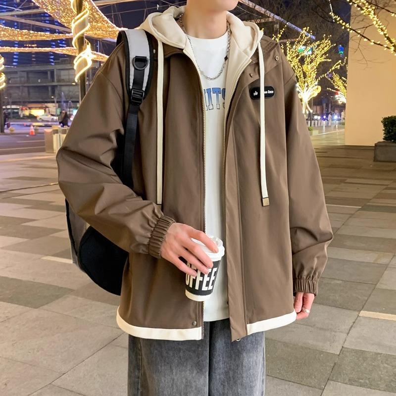 Fake Two-piece Jacket Men's Spring and Autumn Work Jacket Teenager Trendy Outdoor Charge Clothes