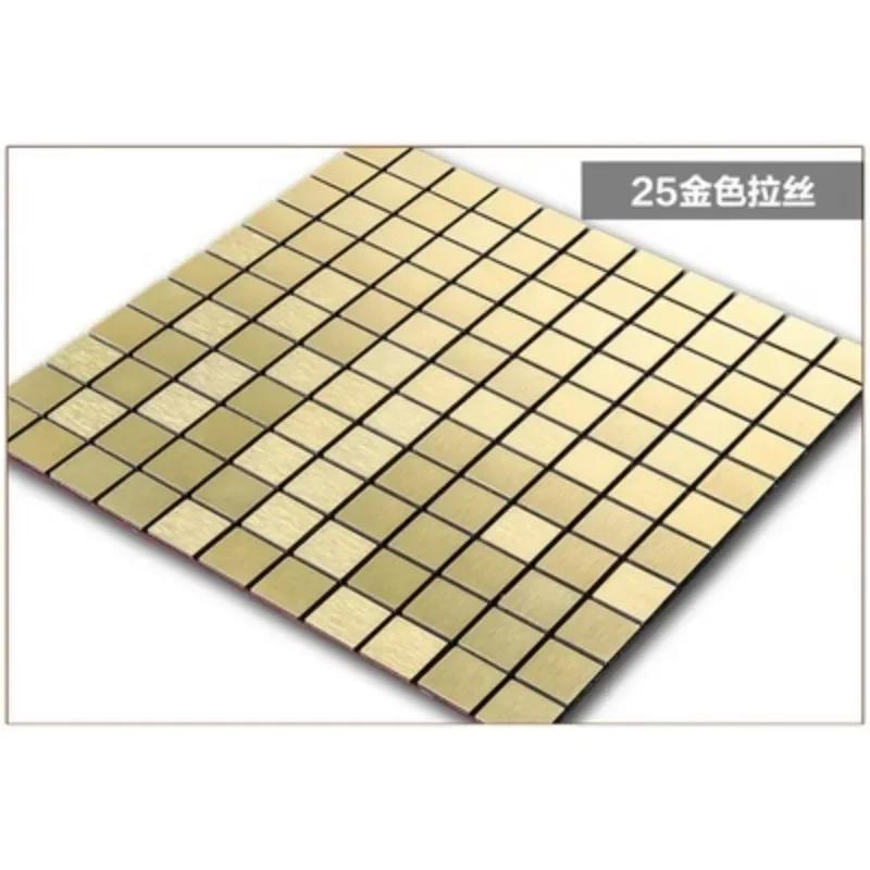 3D European Smooth Metal Mosaic Wall Sticker Self-adhesive Tile Kitchen Bathroom Bar Living Room TV Background Wall Decor Stick