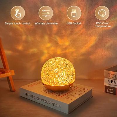 Water Ripple Projector Night Light Crystal Lamp Atmosphere Decoration Home Bedroom Aesthetic Holiday Gift Sunset Lights