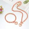 Simple and Trendy OT Snap-on Glossy Smooth Stainless Steel Heart Pendant Necklace and Bracelet for Both Men and Women