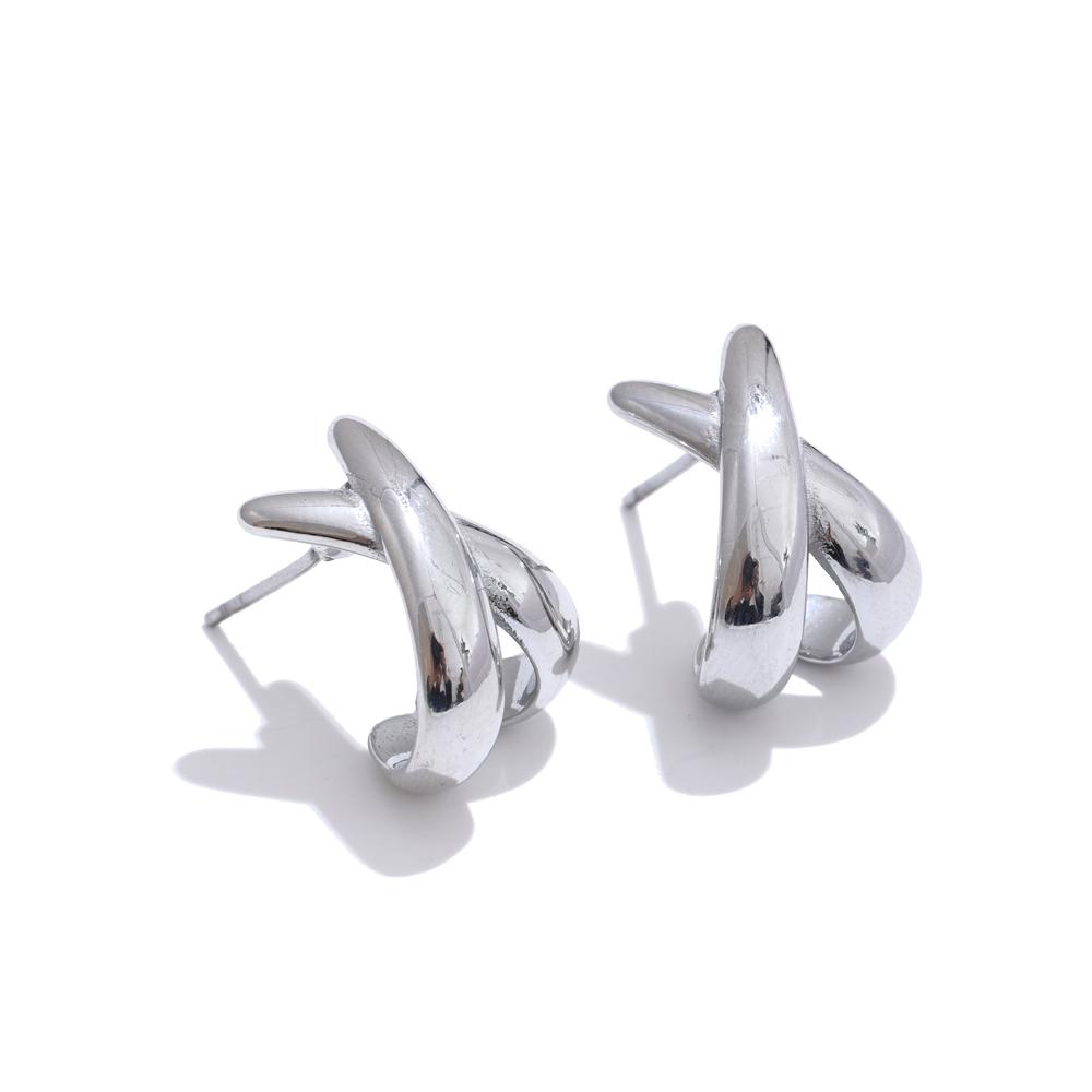 

Yhpup Minimalist Metal X-Shape Stud Earrings 18K PVD Plated Daily Stainless Steel Attractive Fashion Jewelry for Women