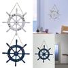Beach Style Wooden Ship Wheel Rudder Wall Hanging Nautical Steering Wheel for Sea Decor Home