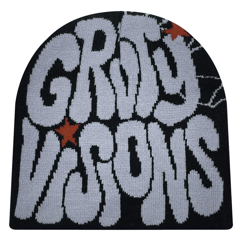 1 STÜCK Europäische und amerikanische beliebte Acrylmaterial GR Buchstaben Jacquard Outdoor-Mode Strickmütze für Männer und Frauen Beanie-Mütze