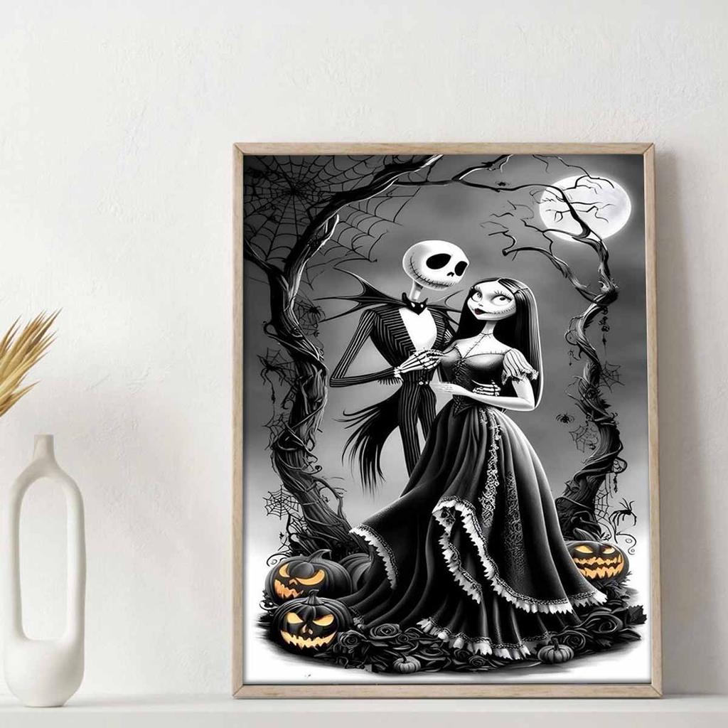 Diamantmosaik Buntes Diamantbild Jack und seine Braut Vollrund Stickerei Cartoon Kreative Hobbys Wanddekoration