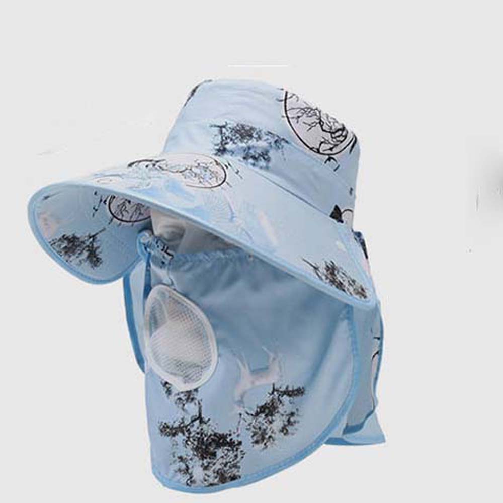 Wide-Brimmed Picking Tea Hat Flower Neck Protection Hat Sun Hat Sunshade Shawl Cap  Spring