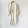 Summer Versatile Ethnic Style White Shawl With Hollowed-Out Knitted Cheongsam Shawl Women'S Air-Conditioning Shawl Fringed Cardigan