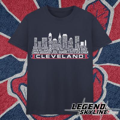 Cleveland Baseball Team Current Roster Cleveland City Skyline Shirt and Kids Tshirts