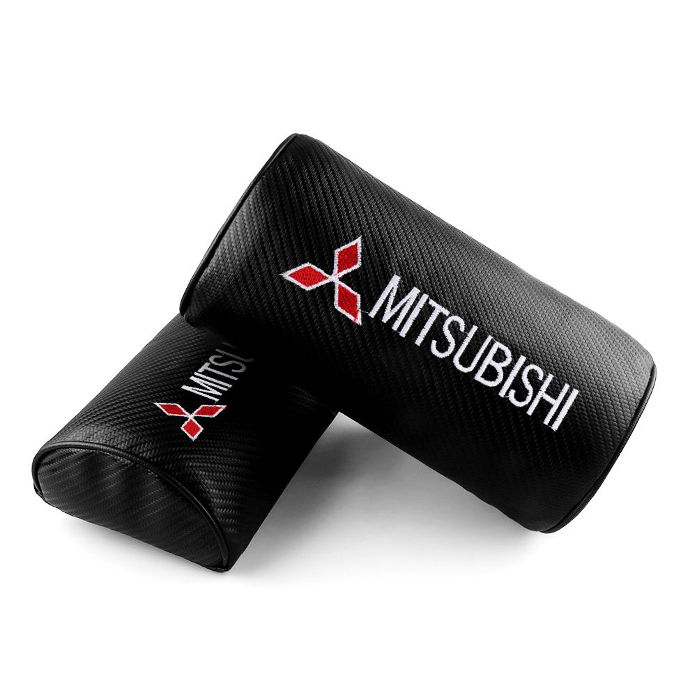 1/2Pcs Leather Car Neck Head Support Soft Pillow Interior Accessories For Mitsubishi For Mitsubishi 9 X EX ASX L200 Colt Pajero