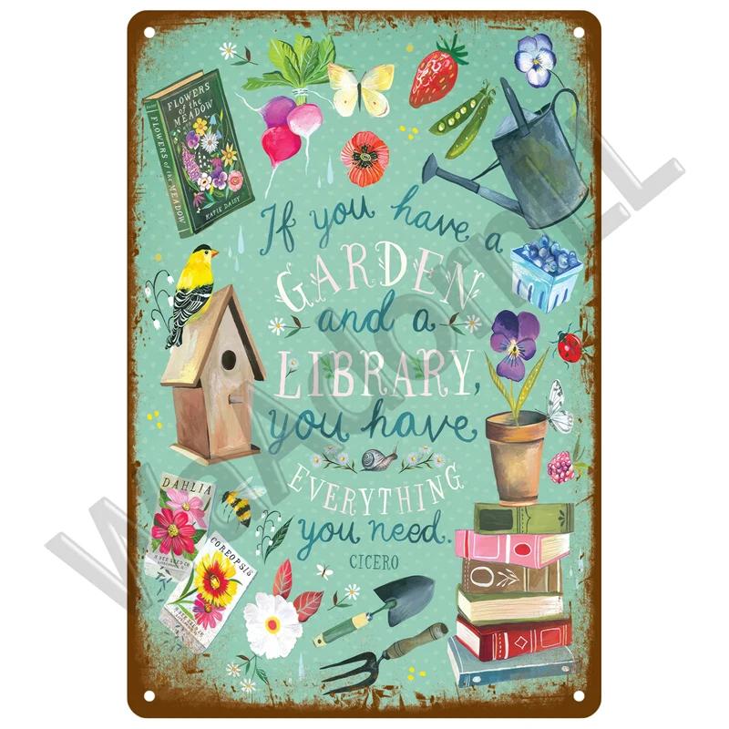 Vintage Flowers For Garden Decorations Retro Metal Sign Home Wall Art Mural Tin Sign Room Decor Plaque Plate Gift Farm Painting
