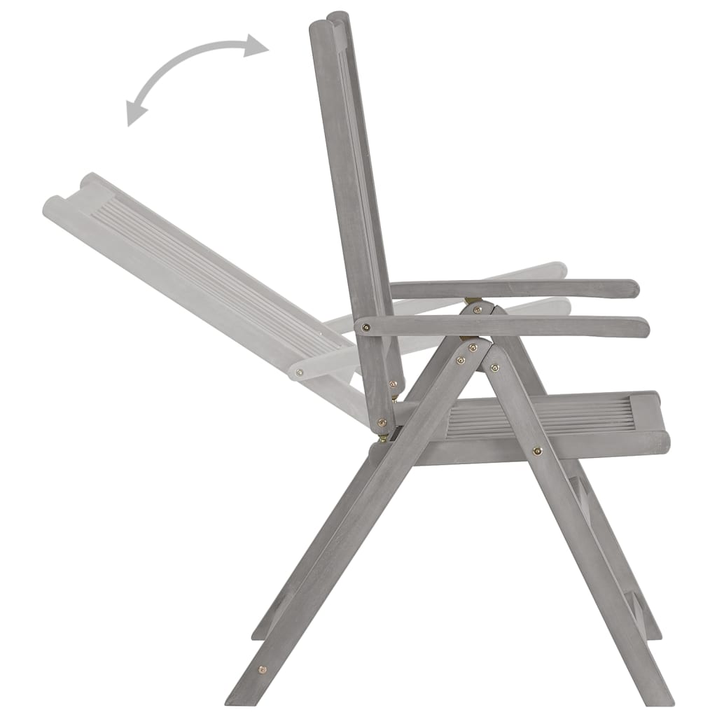 Adjustable Garden Chairs 2 pcs Grey Solid Acacia Wood