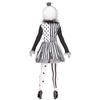 M-XL Halloween Black and White Striped Horror Clown Costume, Party Killer Clown Come Back To Dress Up Cosplay Costume