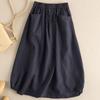 Spanish Literary Cotton Linen Midi Skirt for Women - Overstock Summer Fashion