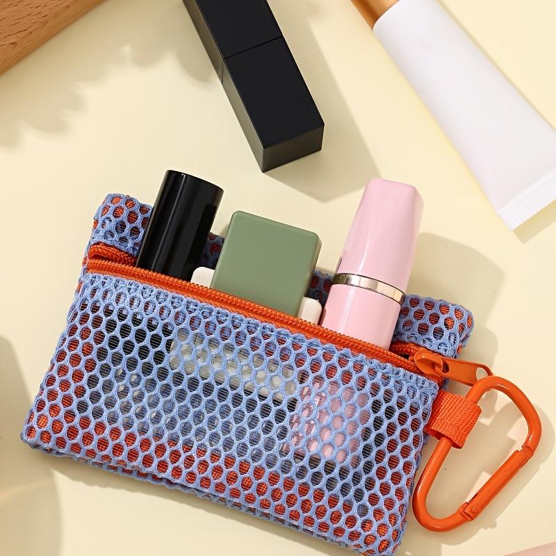 1pc Transparent Mesh Makeup Bag,Stylish Portable Cosmetic Pouch with Zipper,Flat Design for Toiletries and Makeup Storage
